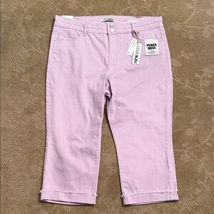 NWT Code Bleu Purple SoHo Capri Jeans, 16 Petite